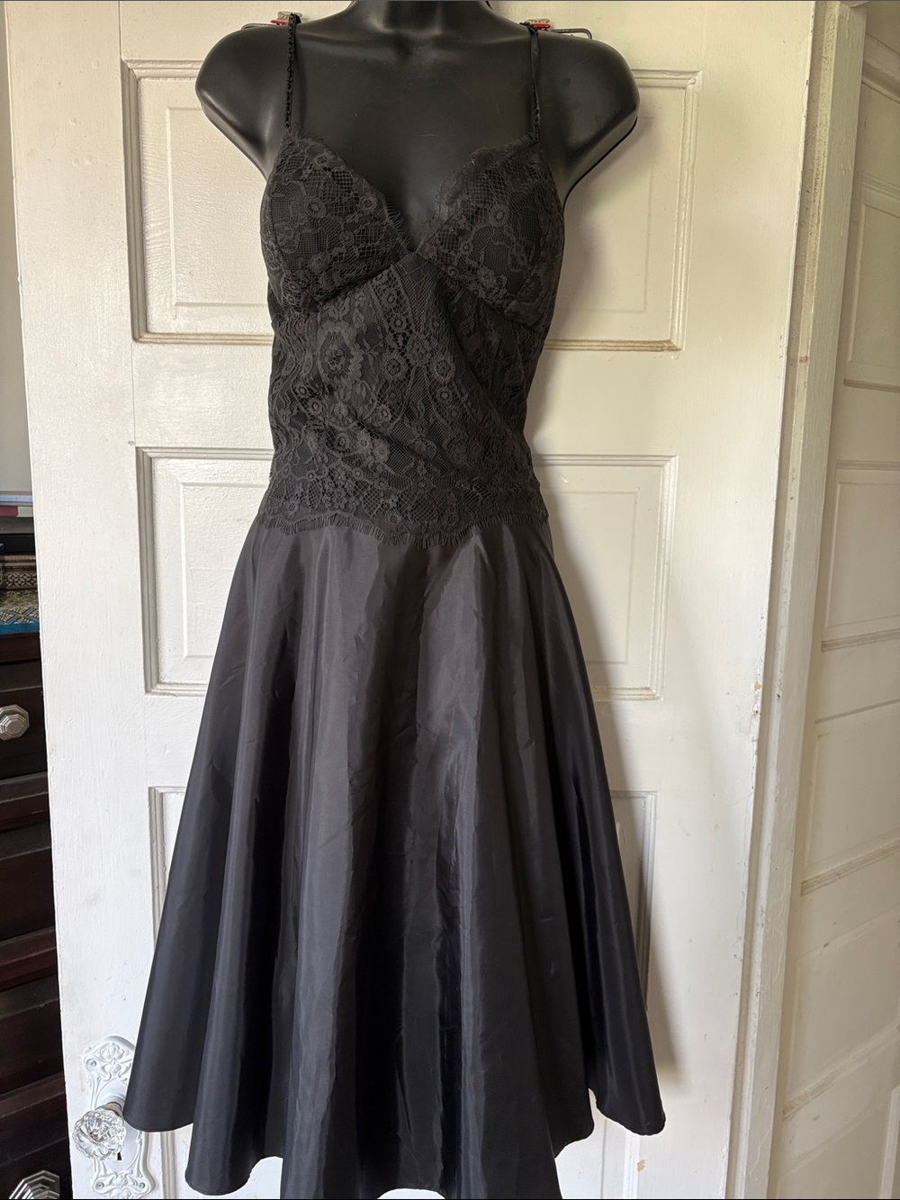 BCBG Paris Black Lace Bodice Midi Dress